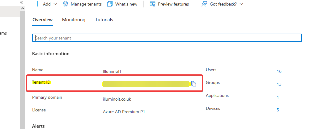 Azure AD TenantID Location