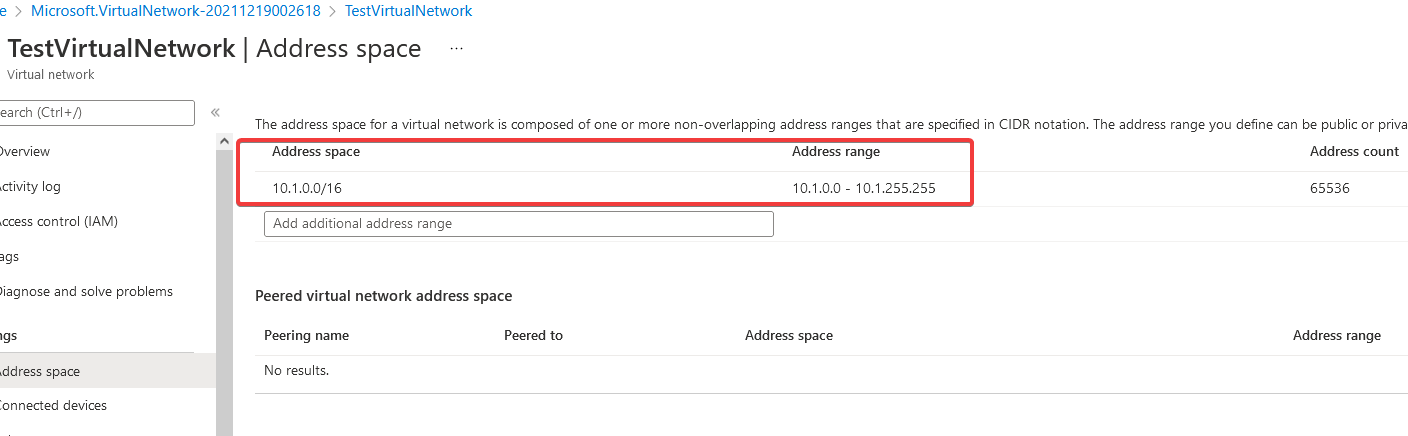 Virtual Network Address Space