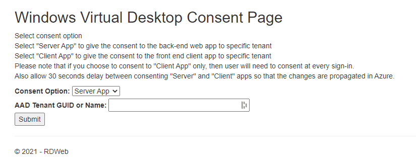 WVD Consent Page